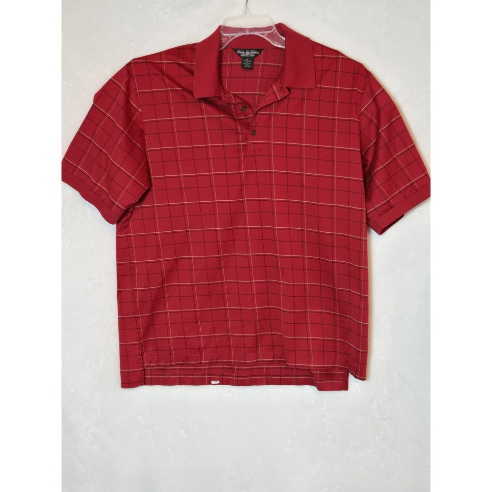 Brooks Brothers Mens‎ Polo XL Red 100% Cotton Square Pattern "Country Club"